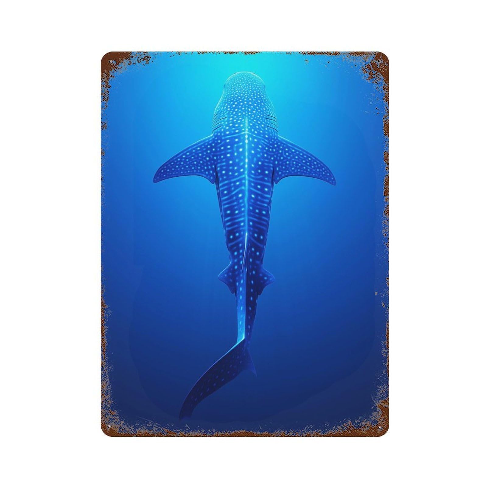 Whale Shark Underwater Rusty Metal Tin Sign 15.7"x11.8", Classic Wall Plaque for Pub, Kitchen And Man Cave Decor