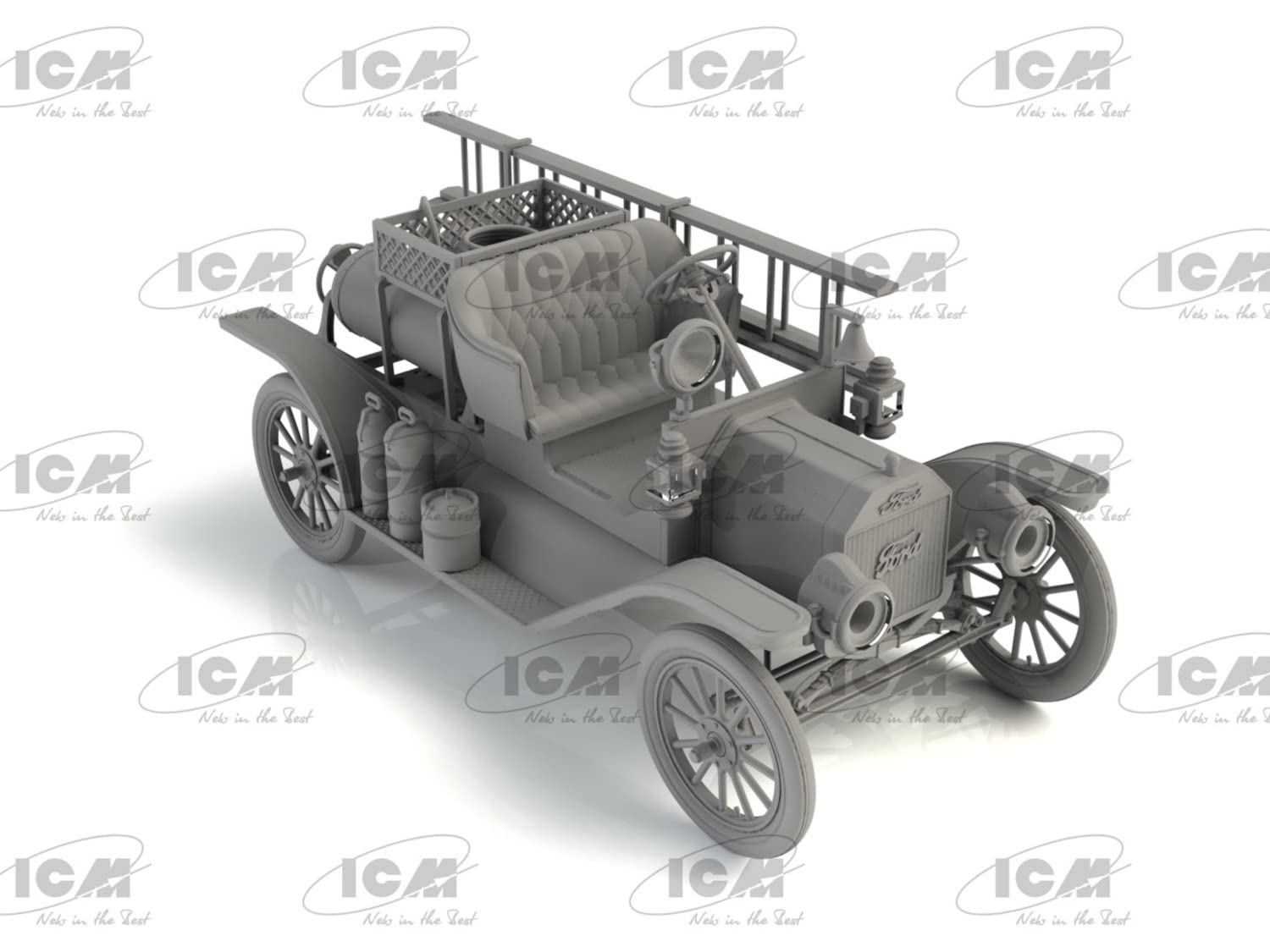 ICM 1:35 - Model T 1914 Fire Truck with Crew, White, 1/35ème - Image 3