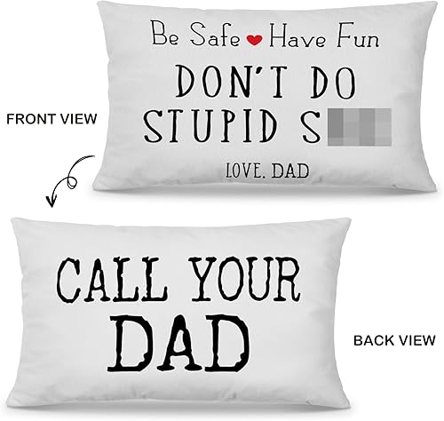 Miniatura 2 de GICHUGI Funda de almohada reversible con temática de amor de 12 x 20 pulgadas, con texto en inglés "Call Your Dad Be Safe Have Fun", decoración de
