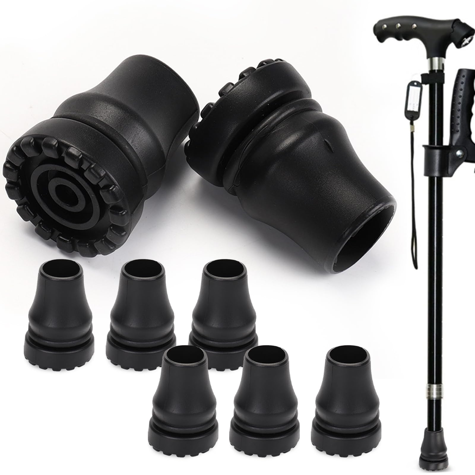 Pack of 8 Walking Sticks, Rubber Buffers, 19 mm Crutches, Rubber Tips, Walking Sticks, Non-Slip Rubber Buffer for Hiking Poles, Seniors, Crutches, Walking Sticks, Trekking Poles