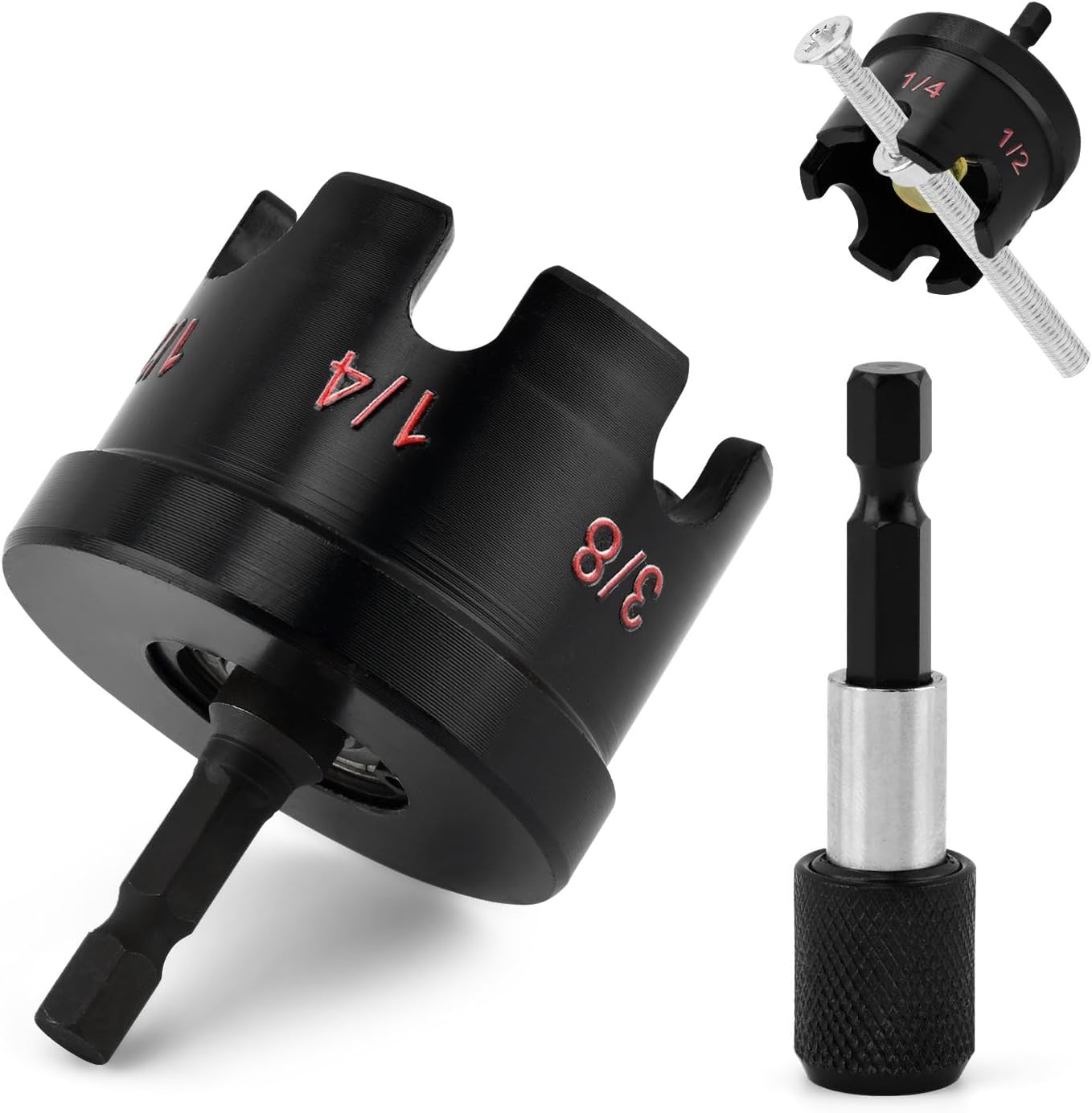 Nut Spinning Drill Attachment for 1/4", 3/8", 1/2" Threaded Rods, Nut Zipper Drill Attachment for Fast Nuts and Bolt Removal, Threaded Rod Nuts Runner for Conduit Racks & Strut Systems(COLOR:Black)