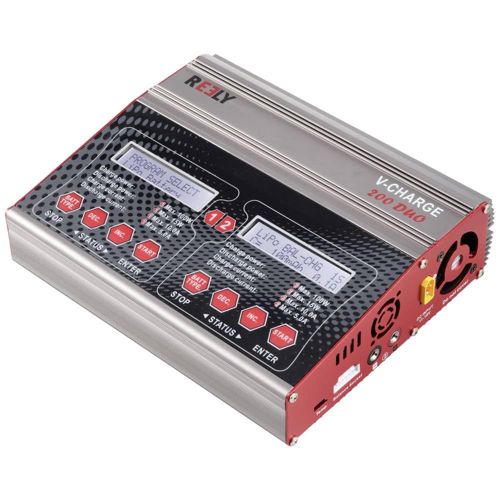 Reely V-Charge 200 Duo Modellbau-Multifunktionsladegerät 12 V, 230 V 10 A NiMH, LiPo, LiIon, LiHV, Blei-Calcium, Blei-S