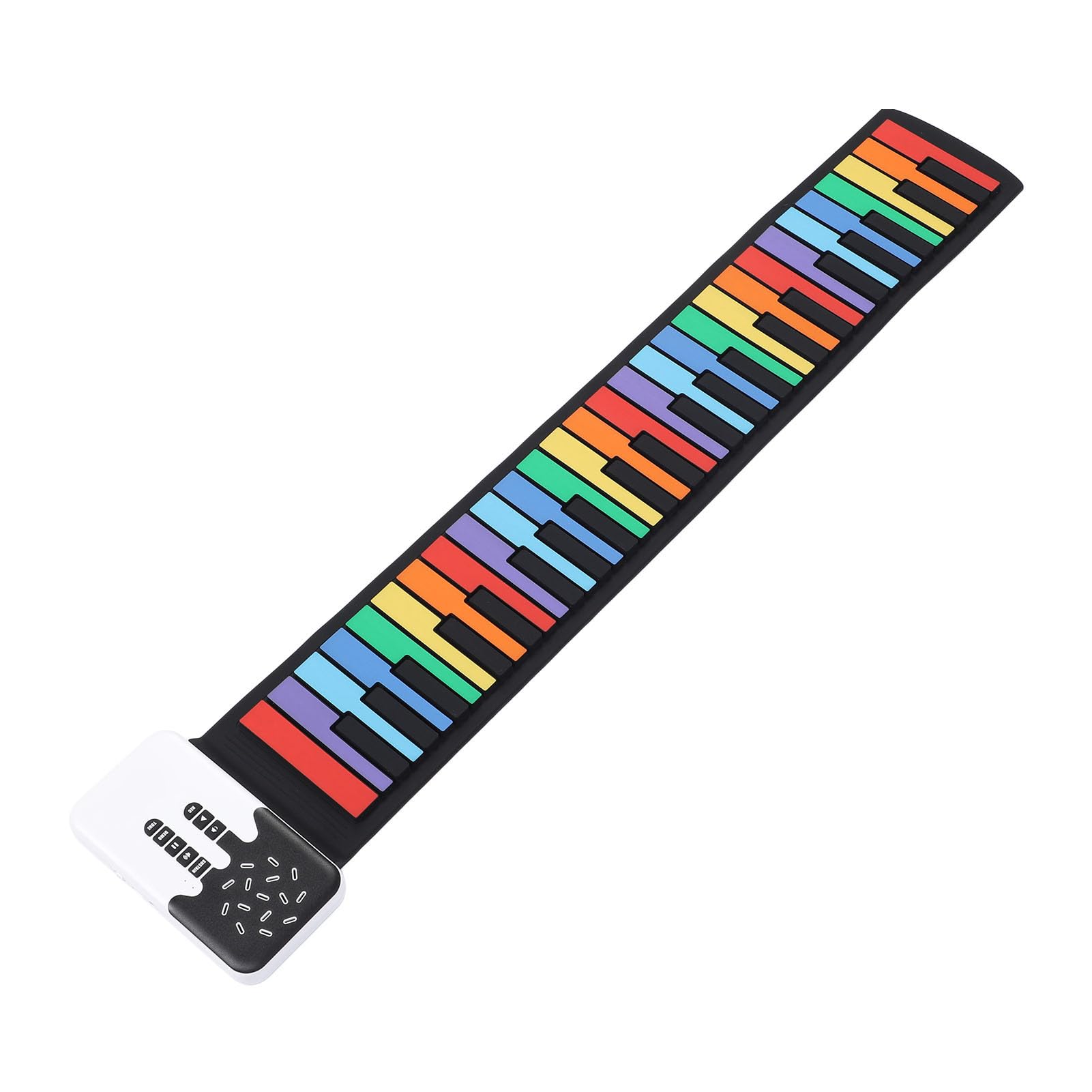 Pianoforte portatile arrotolabile a 49 tasti con tastiera in silicone, altoparlante integrato, tasti colorati, batteria ricaricabile, perfetto per principianti e viaggi.