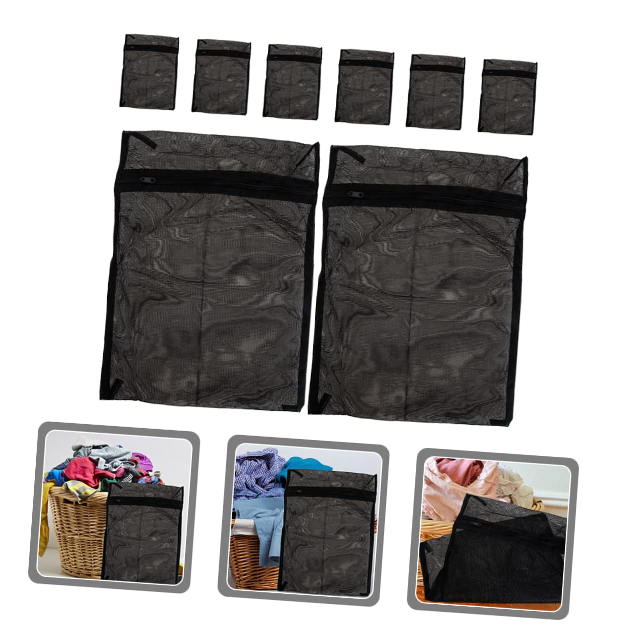 PRETYZOOM 8 Pezzi borsa per biancheria nera sacchetti organizer valigia buste organizer valigia sacchetti per il bucato in per bucato sacchi per lavare i vestiti biancheria intima reggiseni