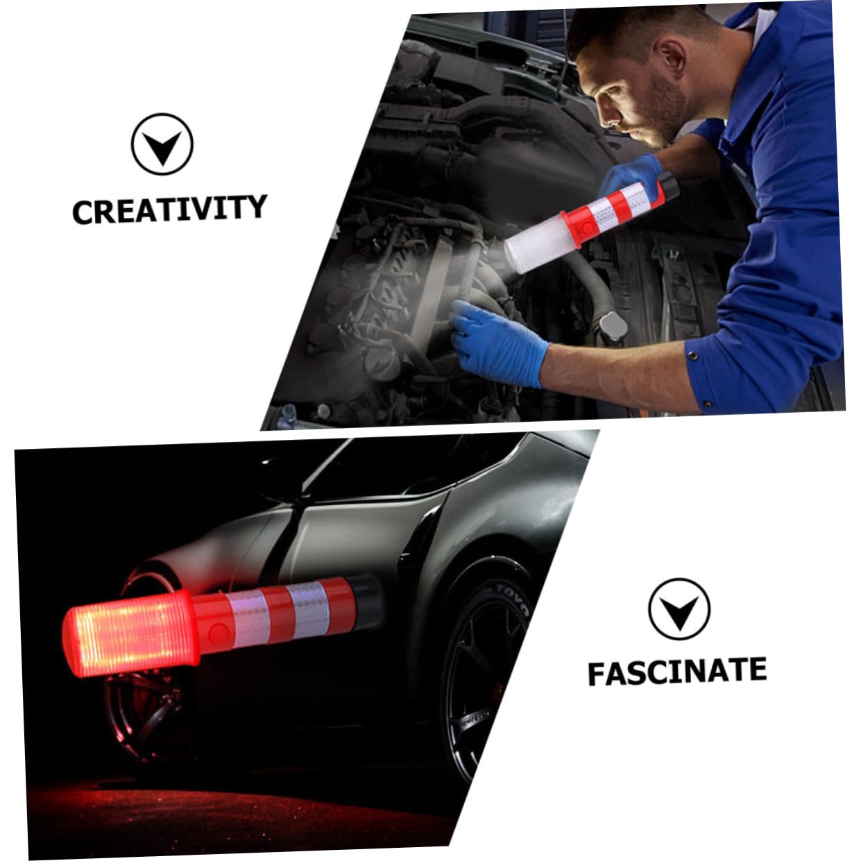 Ciieeo Luz de Emergencia LED Portátil Rojo, Superbrillante, para Control de Tráfico y Señalización de Advertencia, Funda Rígida y 1 Set