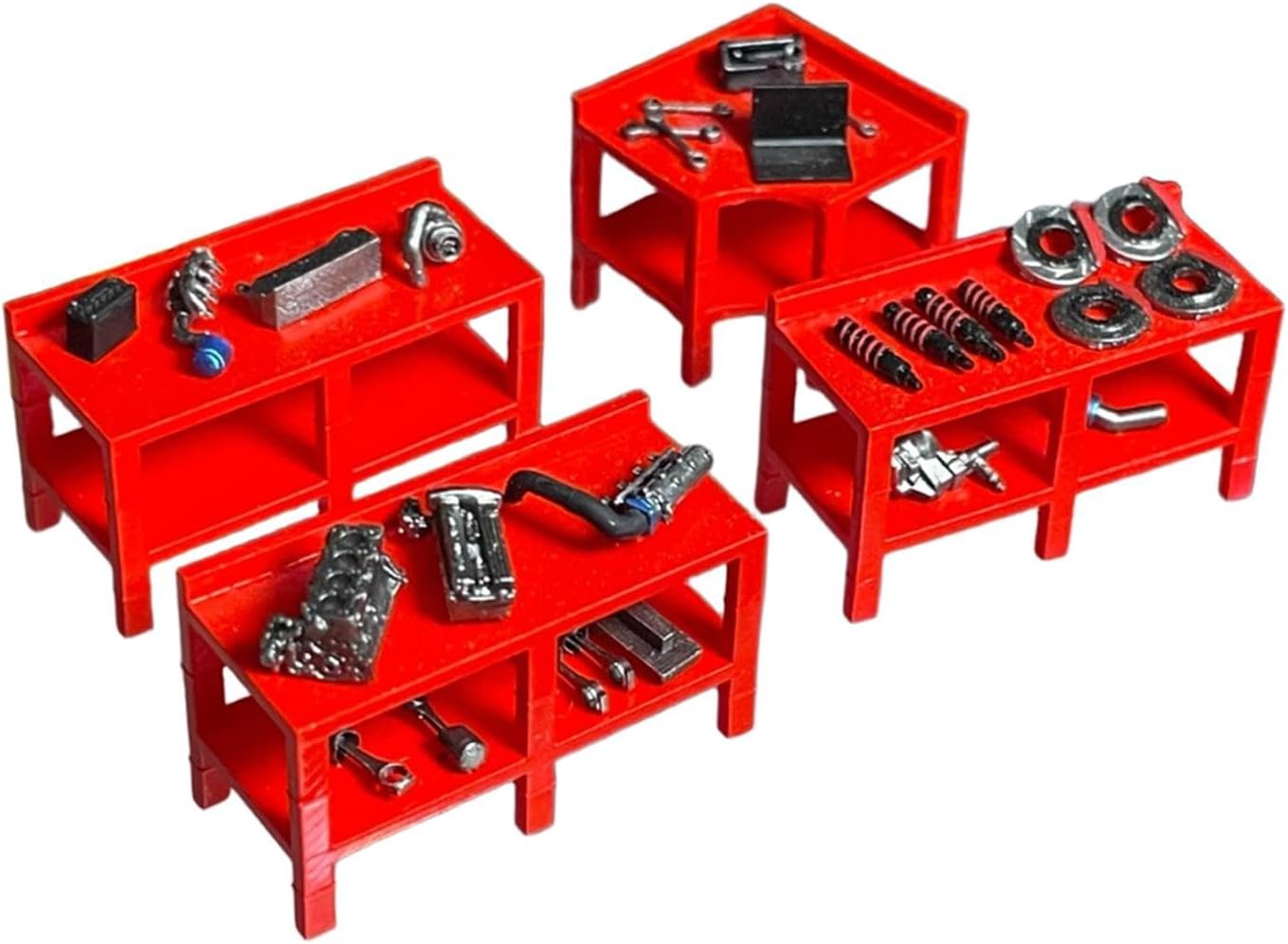 1/64 Scale Garage Tool Set, Miniature Auto Repair Diorama Accessories, Hand-Painted Workshop Scene Props for Model Cars