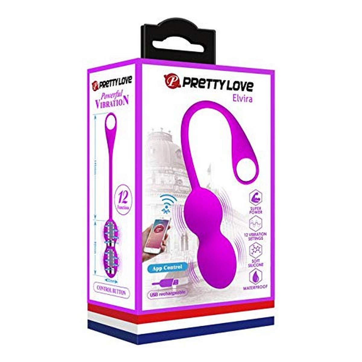 Pretty Love Elvira Vibrator, purple, showing its sleek design and control button.