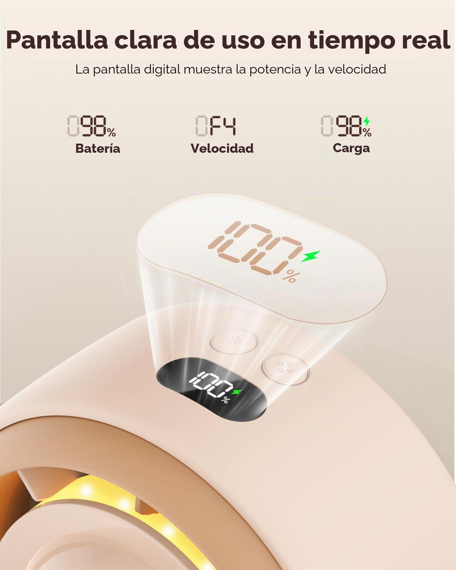 SWEETFULL - Ventilador silencioso para cochecito de bebé, 4000 mAh, recargable con clip, giratorio de 360 °, mini ventilador portátil con pantalla LED y luz nocturna para cochecito, asiento de coche y