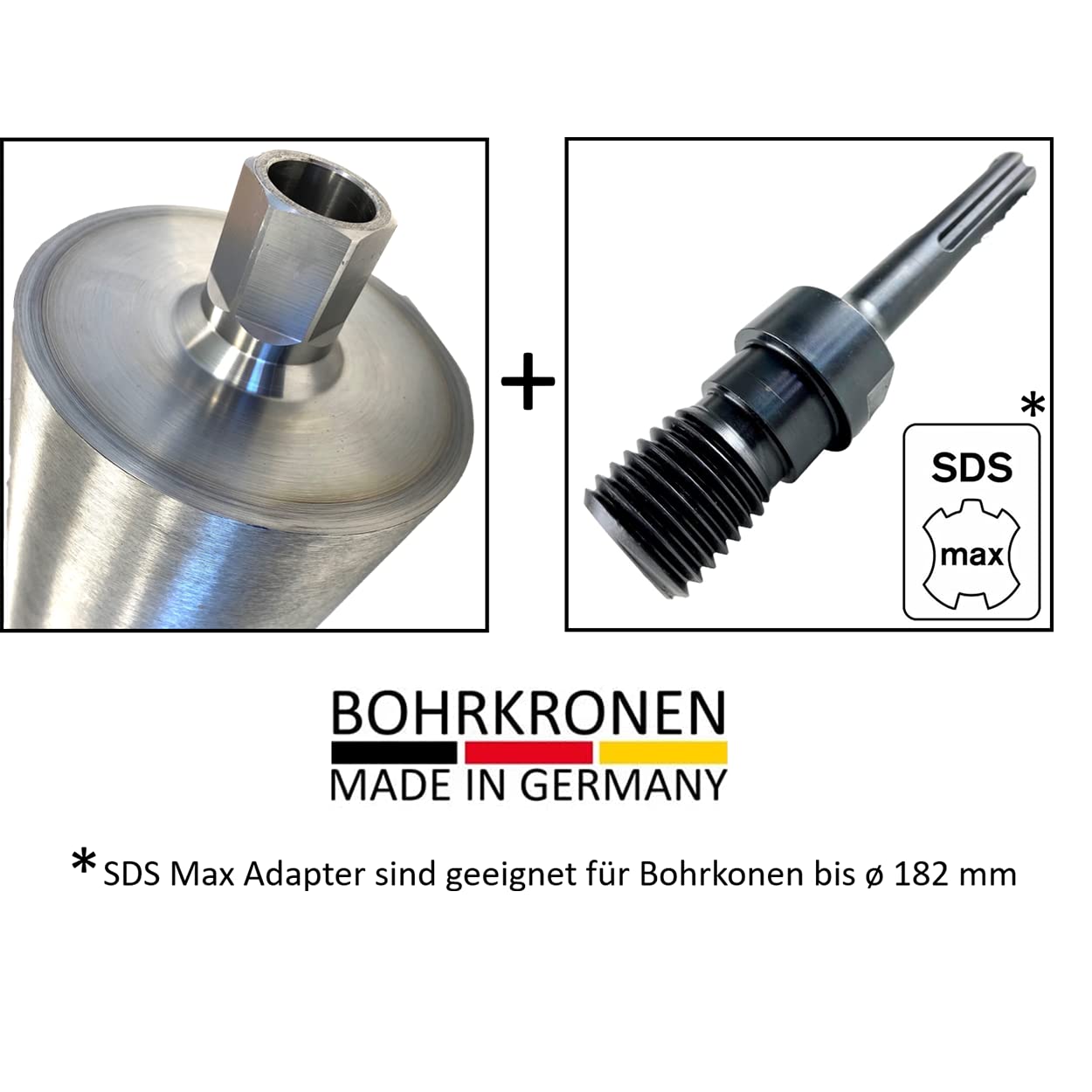 Diamantbohrkrone Black Mountain Kernbohrer 1 1/4 Zoll Aufnahme Nutzlänge 400 mm Ø 162 mm SDS Max Adapter