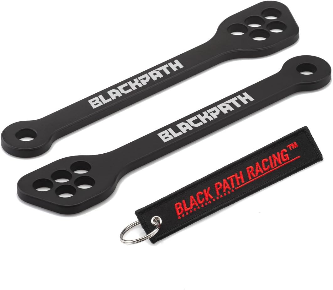 BlackPath - Fits Kawasaki Adjustable 0-5" Rear Lowering Link Kit Ninja 250R EX250 + Ninja 300 Motorcycle Drop Links (Black) Steel