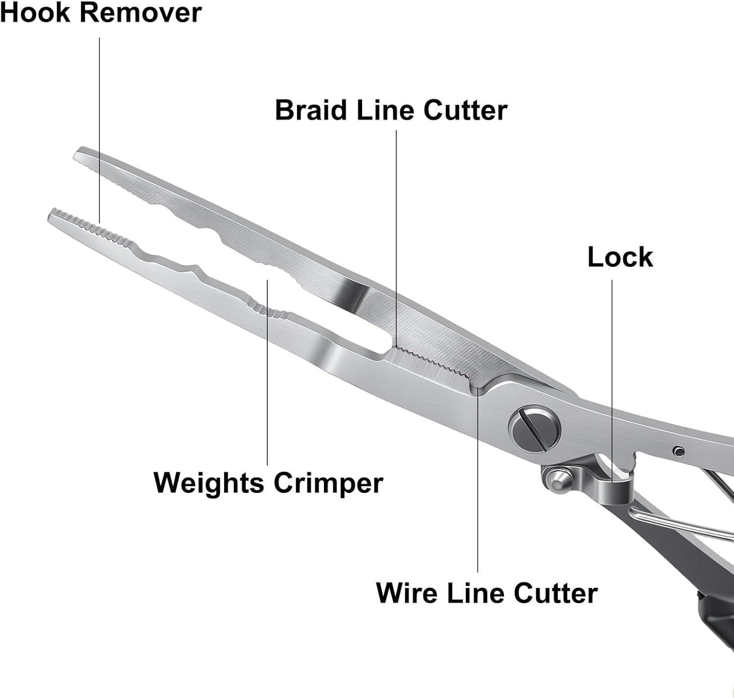 Fishing Pliers Hook Remover Tool, Stainless Steel Fishing Needle Nose Pliers Saltwater Freshwater, Fish Dehooker Plyers with Lanyard, Fish Multitool Gear with Braided Line Cutter - Image 4