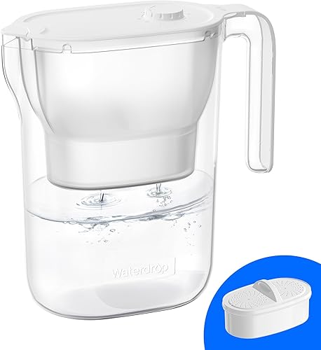 Waterdrop Jarra de filtro de agua, 200 galones de larga vida, purificador de agua certificado NSF para encimera, reemplaza 6,400 botellas de agua de
