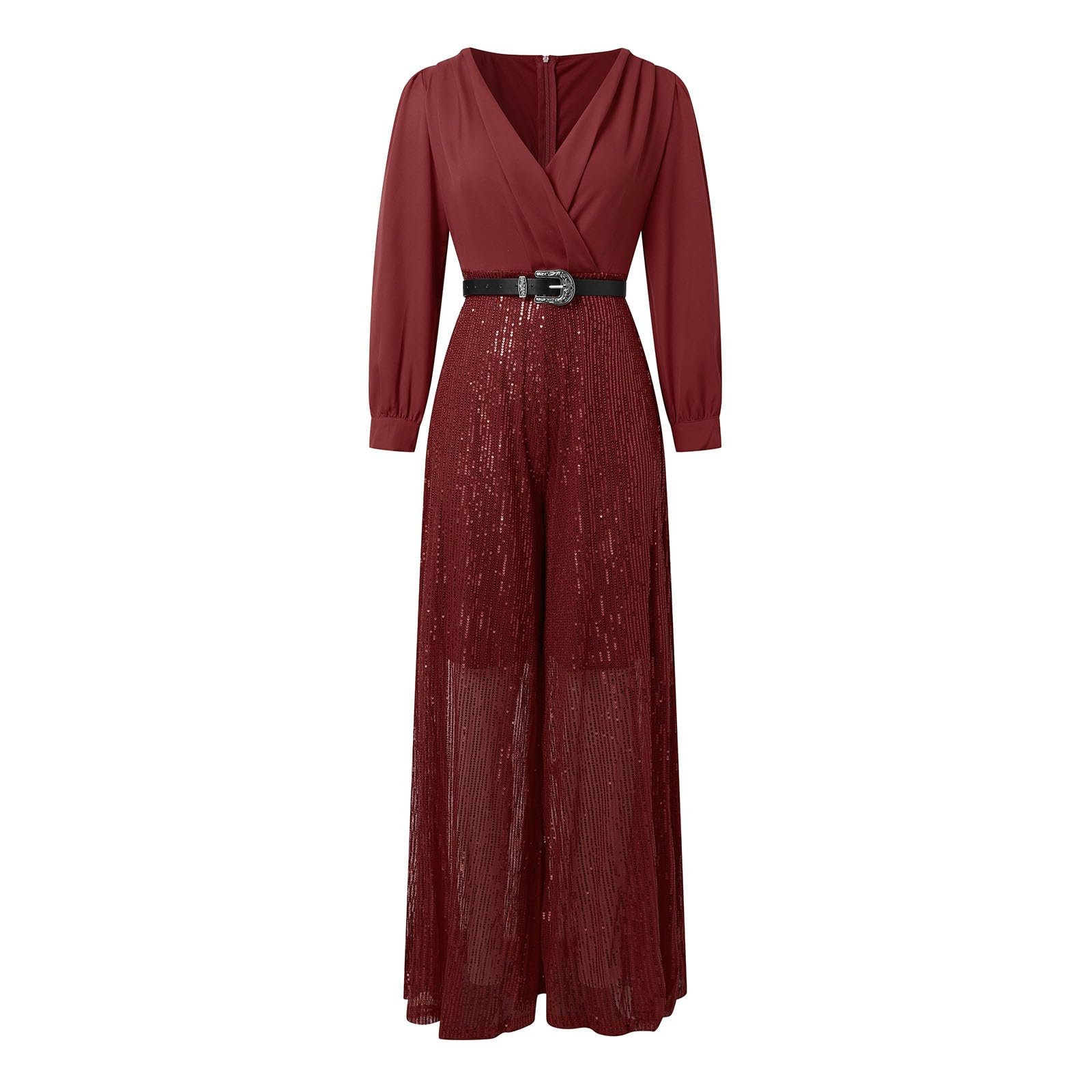 Overall Damen Elegant, Jumpsuit Sommer Hosenanzug, Lang Romper Outfit Frauen Komplett, Playsuit Einteiler Kostüm, Hohe Taille Hosenanzug Damen Hochzeit Mit Ärmeln Lässiger Sommer Jumpsuit Damen Luftig