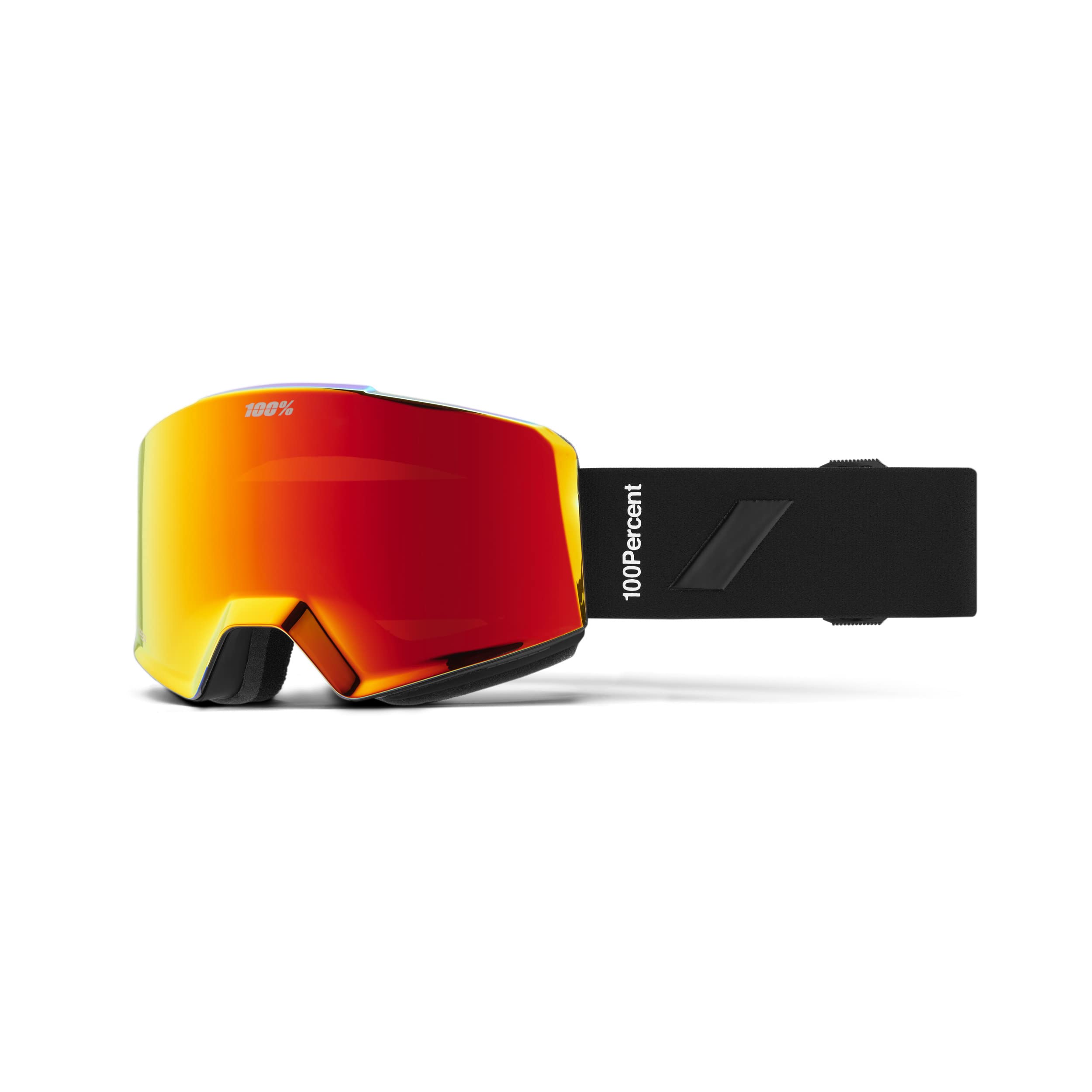 Lunettes de protection 100% Norg Hiper de qualité supérieure (noir/rouge, verres rouges miroirs)