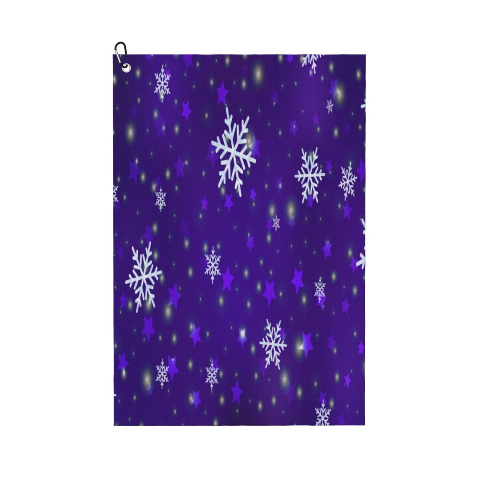 AOOEDM Dark Purple Snowflakes Print Golf Towel with Carabiner Clip Absorbent Microfiber Golf Towel for Cleaning Golf Ball Club Putter Iron for Golf Bag Trolly Belt Loop 16" X 24"