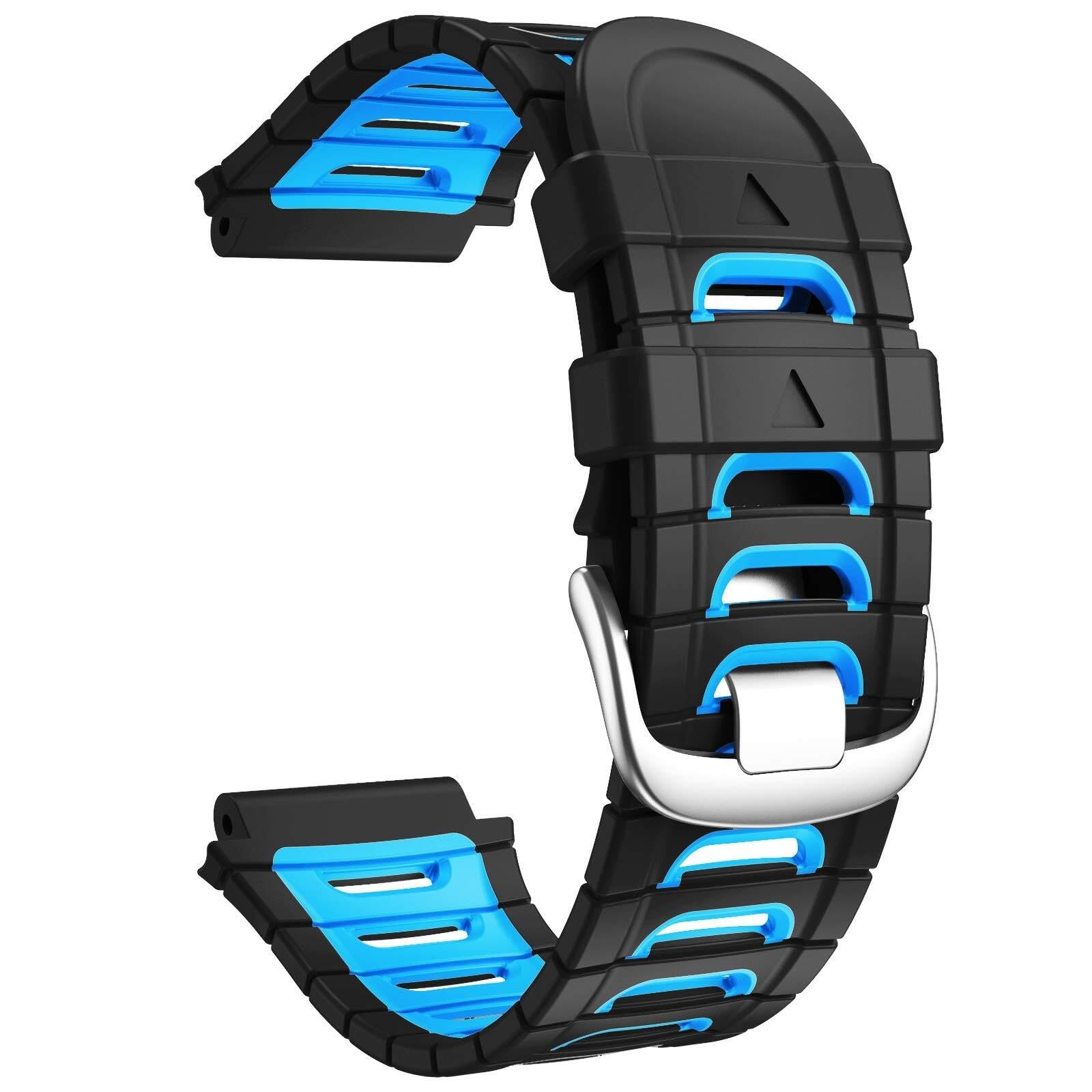 Kompatybilny z zegarkiem Garmin Forerunner 920XT, miękki, sportowy pasek do zegarka, zamiennik do smartwatcha Forerunner 920XT, czarny/niebieski