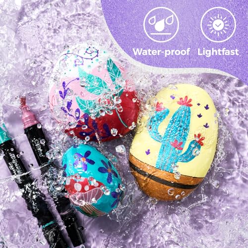 Image of Ohuhu Metallic Acrylic Paint Markers 24 Metallic Colors 30 Pens: Dual Tips (Round & Fine) Acrylic Markers High Opacity Paint Pens for Rock Painting Eggs Wood Glass Ceramic - Kakaako