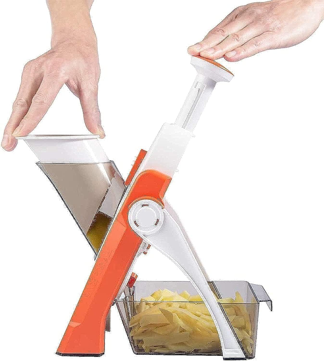 MARKQ Vegetable Chopper 4 Modes Mandoline Food Slicer to Julienne Cubes Veggies Adjustable Thickness French Fry Cutter Potato Slicer