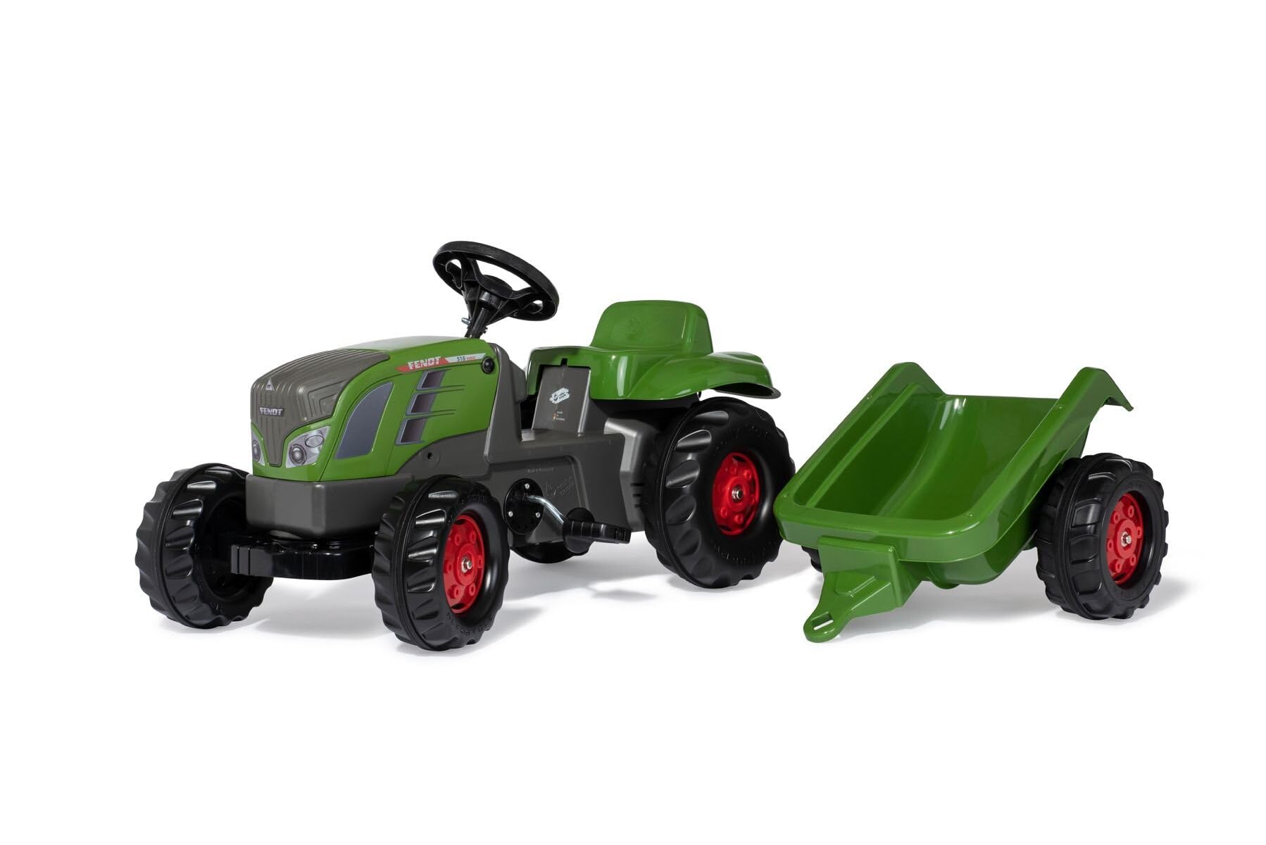 rollyKid Fendt Vario 13166 Pedal Tractor with Trailer for Children, Bonnet Open, Chain Tension Adjustable, Children's Vehicle)