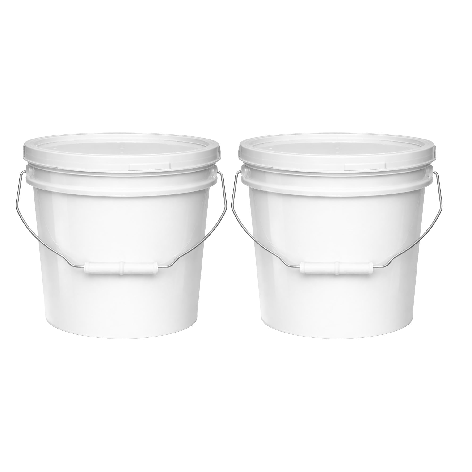 MKS Plastics White 2-Gallon Heavy-Duty Bucket with Airtight Lid, 2-Pack