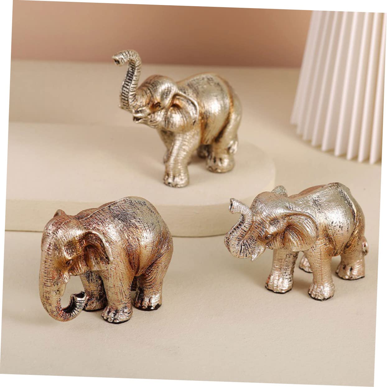 Abaodam 3pezzi Statuetta Elefante Resina Decorazione Nordic Per Ufficio e Casa Design Unico e Leggero Ornamentazione Elegante Per Interni e