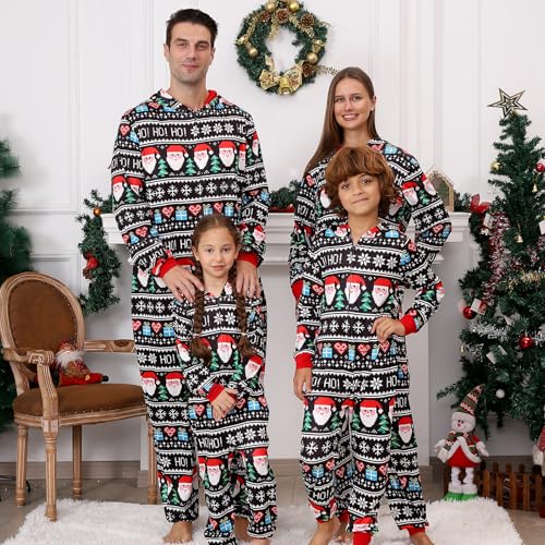 PYAEAS Christmas Onesie Pajamas Family Vacation Novelty One-piece Hooded Matching PJs Allover Pattern Sleepwear Nightwear2