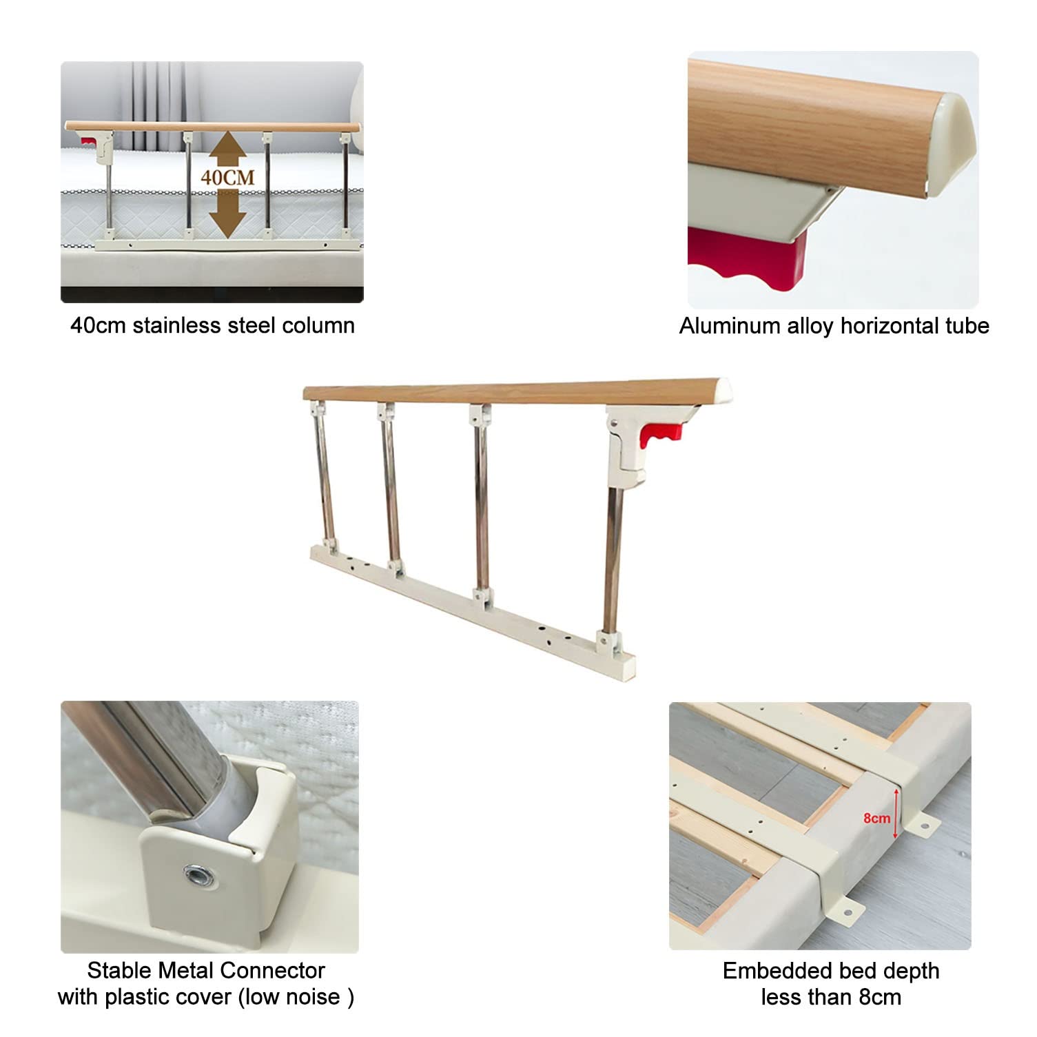 Bettgitter für Ältere, Faltbare Rausfallschutz Sicherheits Bettschutzgitter, Stabile Metall Bewachen Assist Griff für Erwachsene Heimpflege, Krankenhaus, 95x40cm