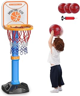 Toddler Basketball Hoop,Basketball Arcade Game Set,Adjustable Height with 4 Balls and Air Pump, Indoor&Outdoor Sport Toys ...