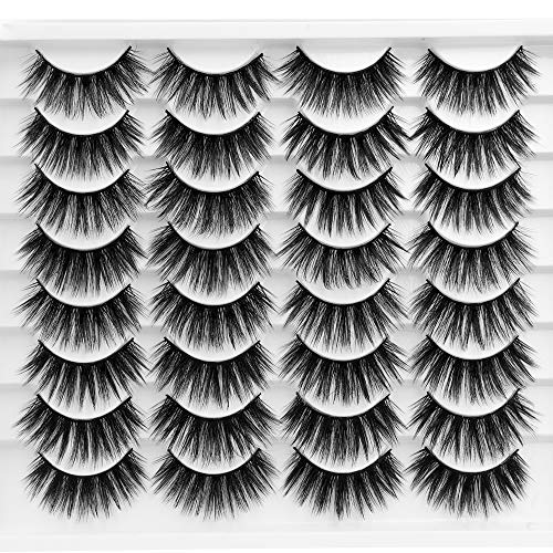 Ruairie False Eyelashes Fluffy Natural False Lashes 3D Fake Eye Lashes Volume Faux Mink Lashes Pack 16 Pairs