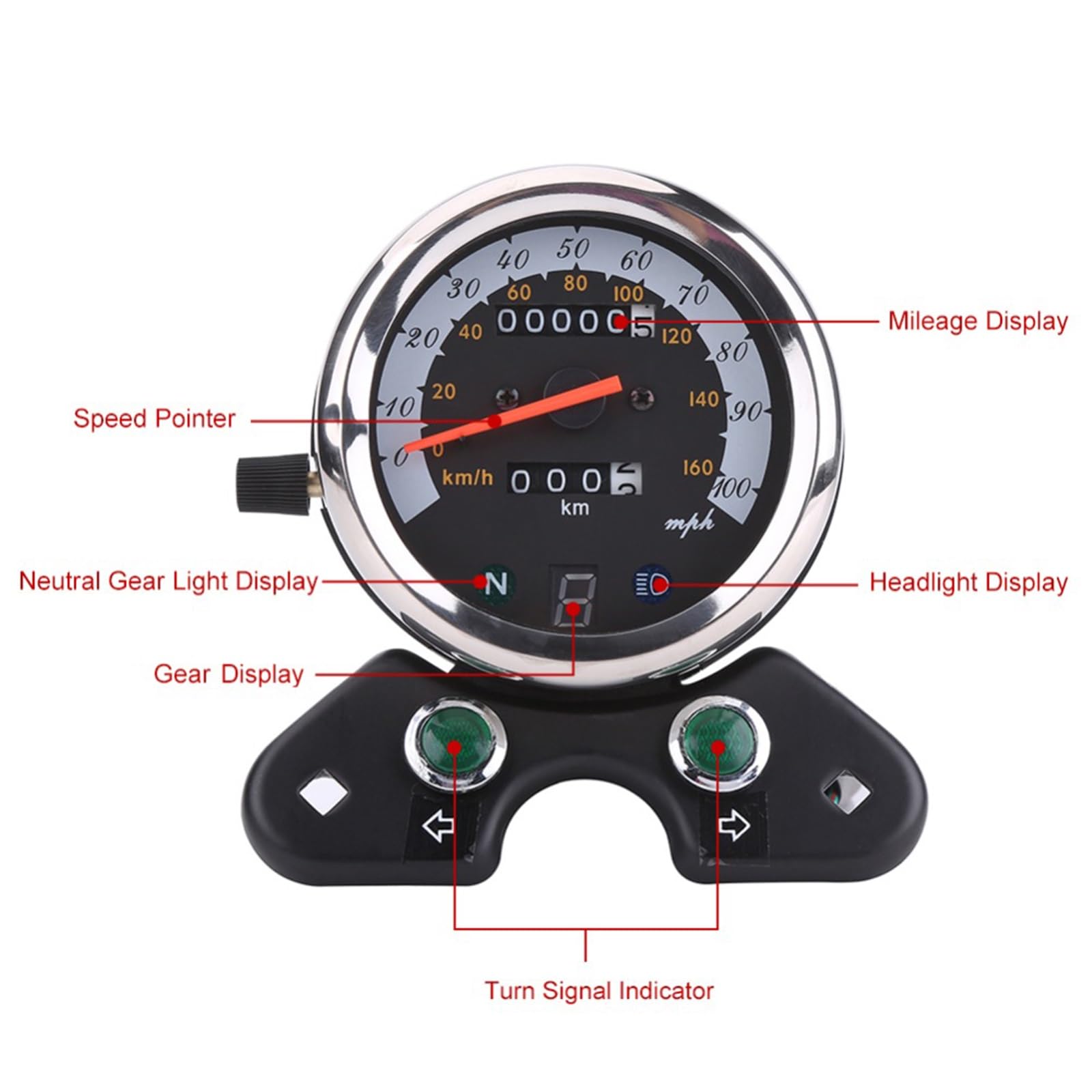 Contachilometri digitale universale for motociclette LCD LIGHT da 12 V, tachimetro, indicatore dell'olio personalizzato, for, Misuratore per motociclette