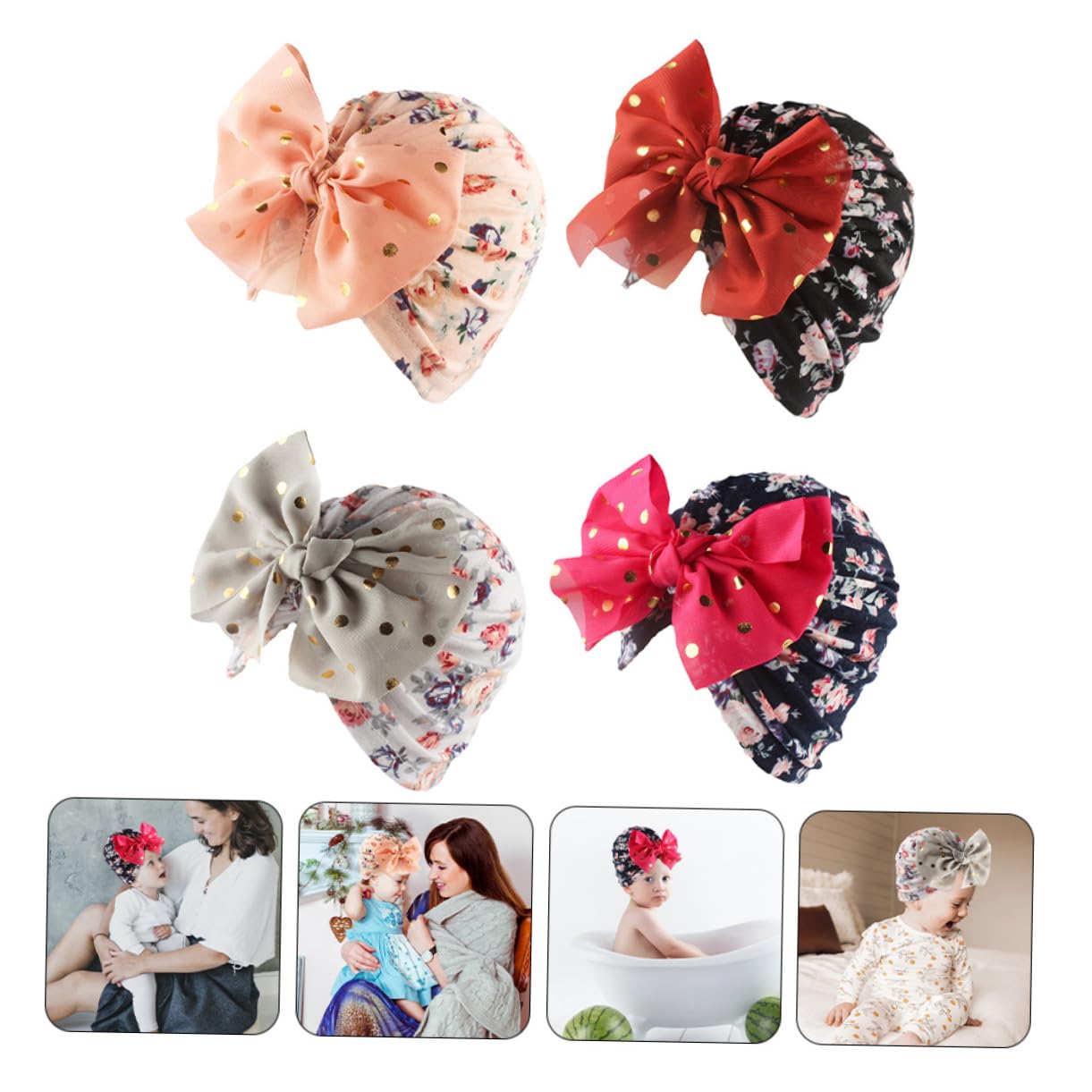Healvian Cappello A Turbante Cappelli da Ragazza Cofano Avvolgere Neonato Bonnet per Cappello di Protezione Chic per Il Cappello Infantile Cotone Poliestere