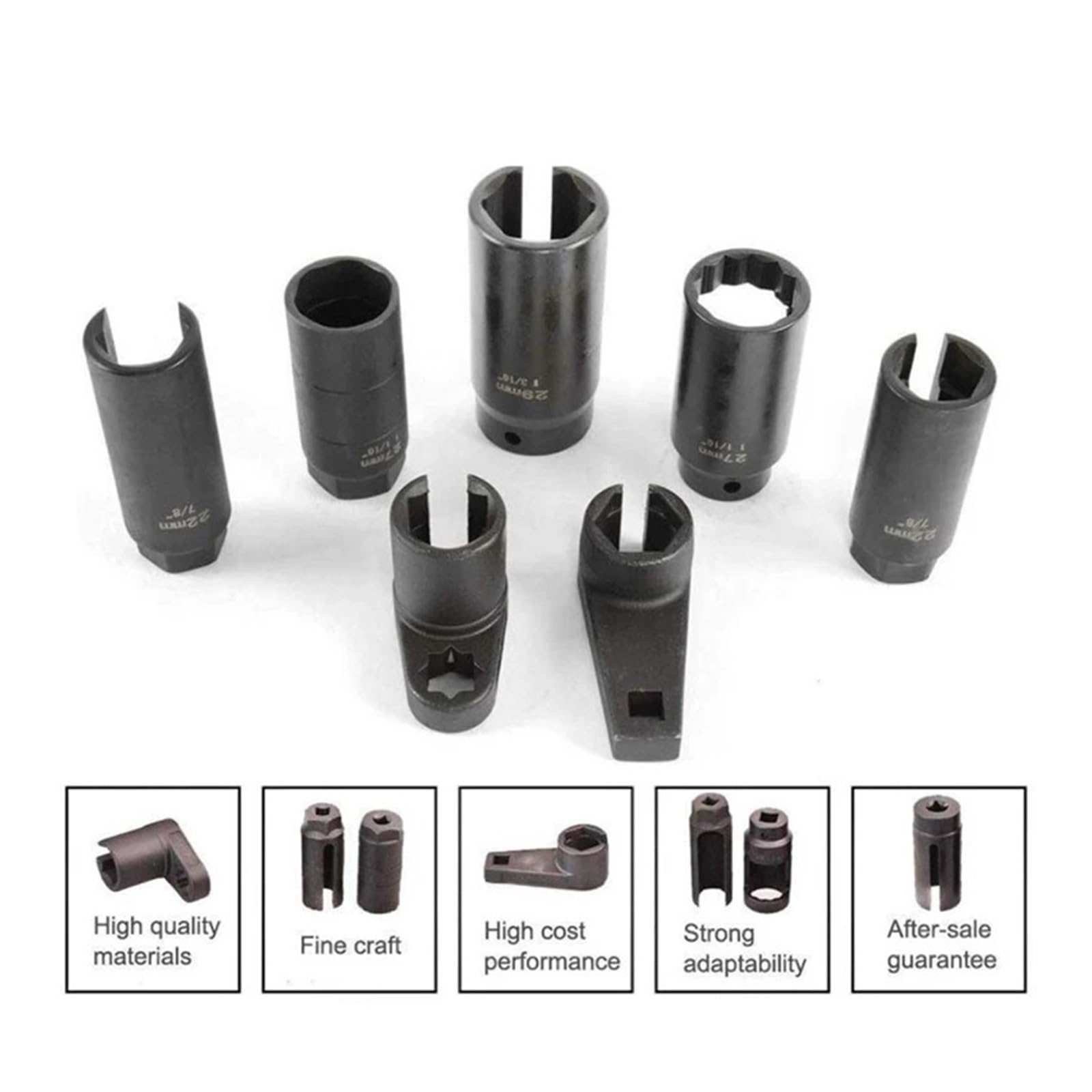 NOX Sensor 7 Piezas 1/2 3/8 Kit De Enchufe De Sensor De Acero De Accionamiento O2 Juego De Llaves De Vaso De Herramienta De Manga De Sensor De Oxígeno Partículas PM