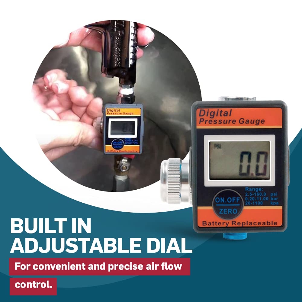 Buy LE LEMATEC Digital Air Pressure Regulator and Gauge for Air Compressors, Spray Guns, and