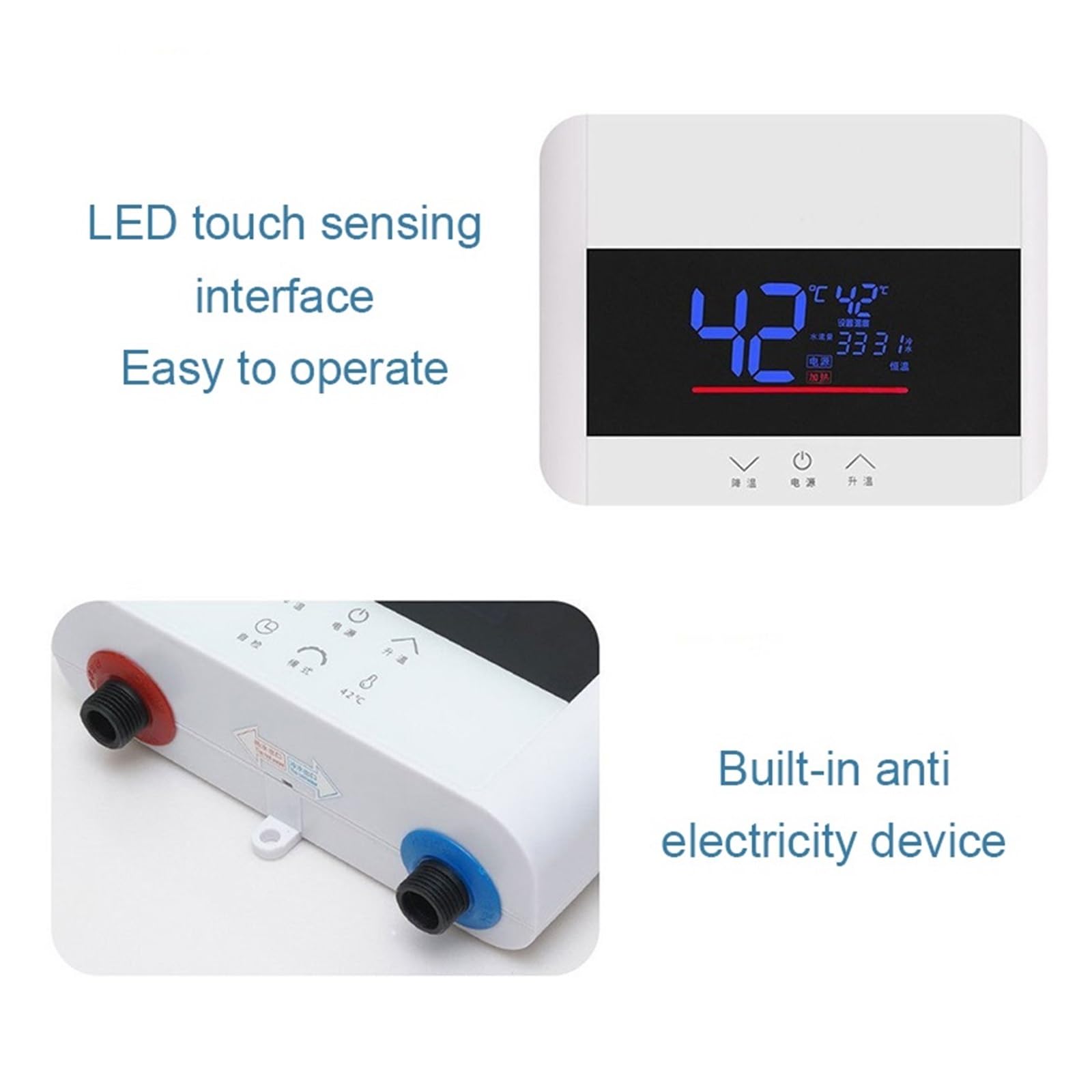6000W Riscaldatore Di Acqua Calda Senza Serbatoio Elettrico Istantaneo Montato A Parete Mini Bagno Termostato Riscaldamento Doccia Display A LED Veloce E Comodo