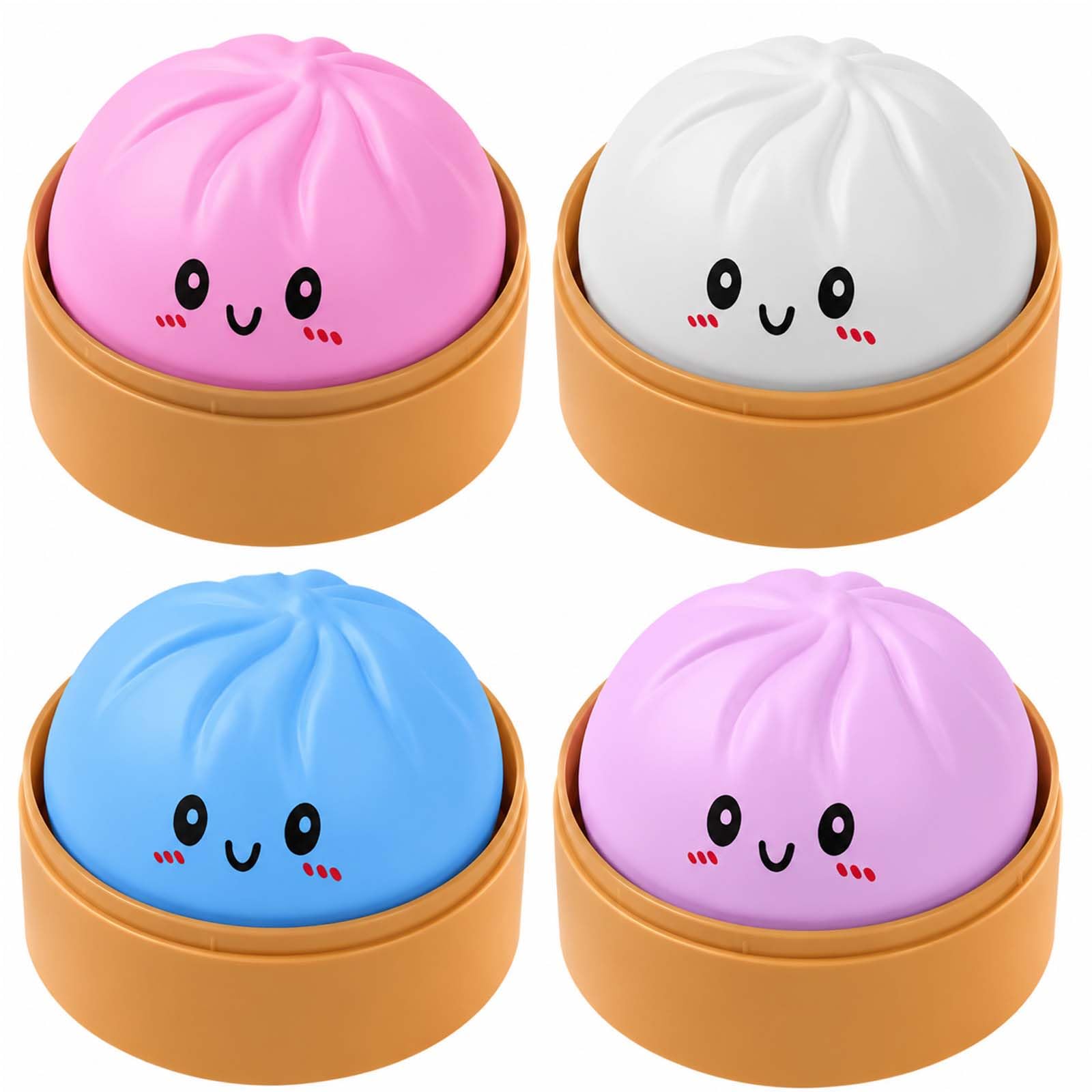 Dumpling Squishy Toys, 4Pcs Mystery Squishy Dumpling Toy, Giant Dumplings Squishies Stress Balls Sensory Fidget Toys for Anxiety Relief, Squeeze Decompression Dough Toy for Kids Adult