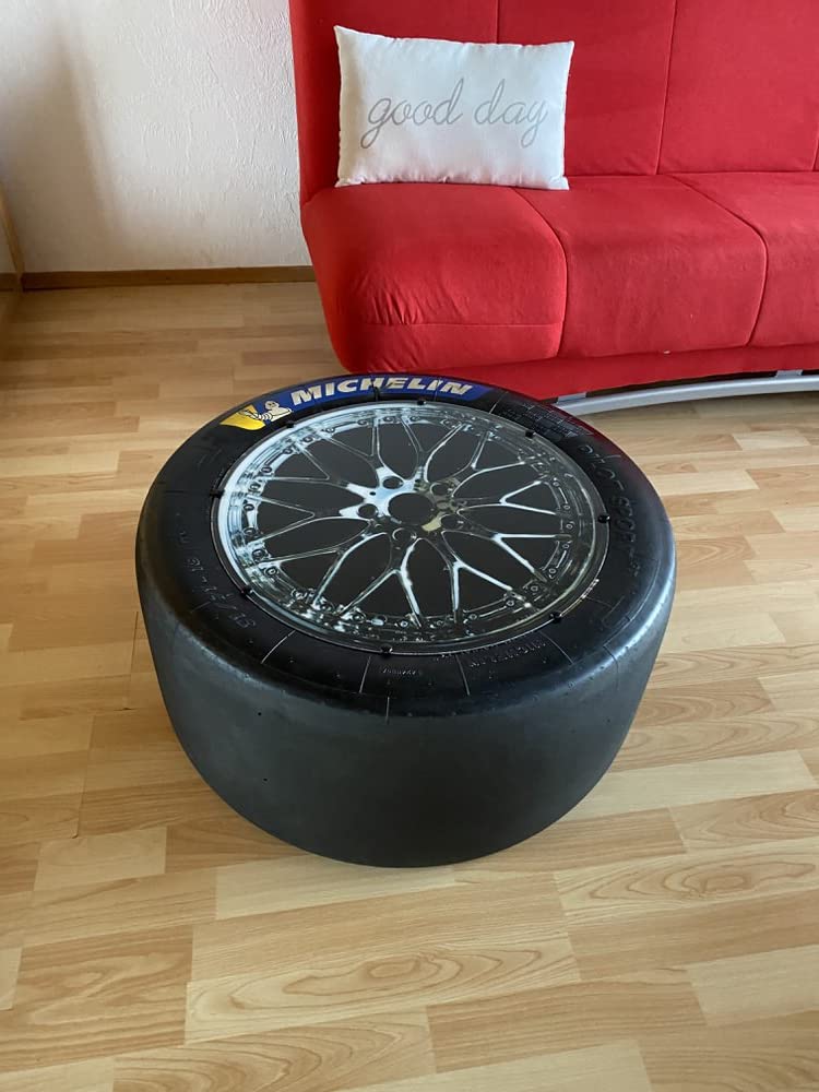 Racing Beistelltisch mit Rollen aus Racing Slick/Rennreifen org. aus der DTM, LMP 3, GT Masters..Rennsportgeschenk