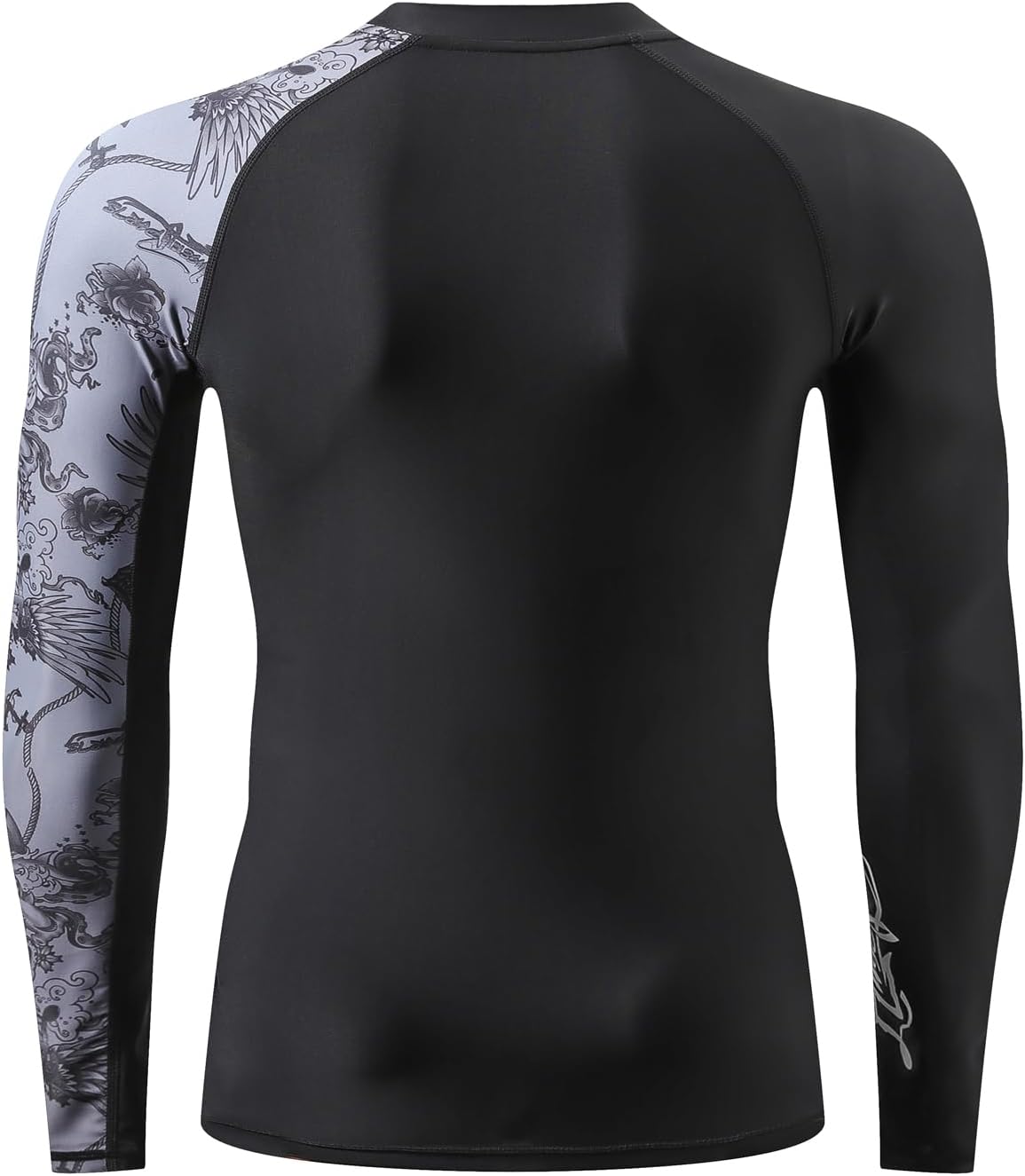HUGE SPORTS Men's Rash Guard Long Sleeves UPF 50+ UV Sun Protection Quick Drying Splice Compression Swim Shirts