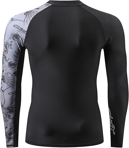 Miniatura 4 de HUGE SPORTS Camiseta de protección para hombre, manga larga, con protección solar UPF 50+, protección UV, de secado rápido y con diseño de costuras