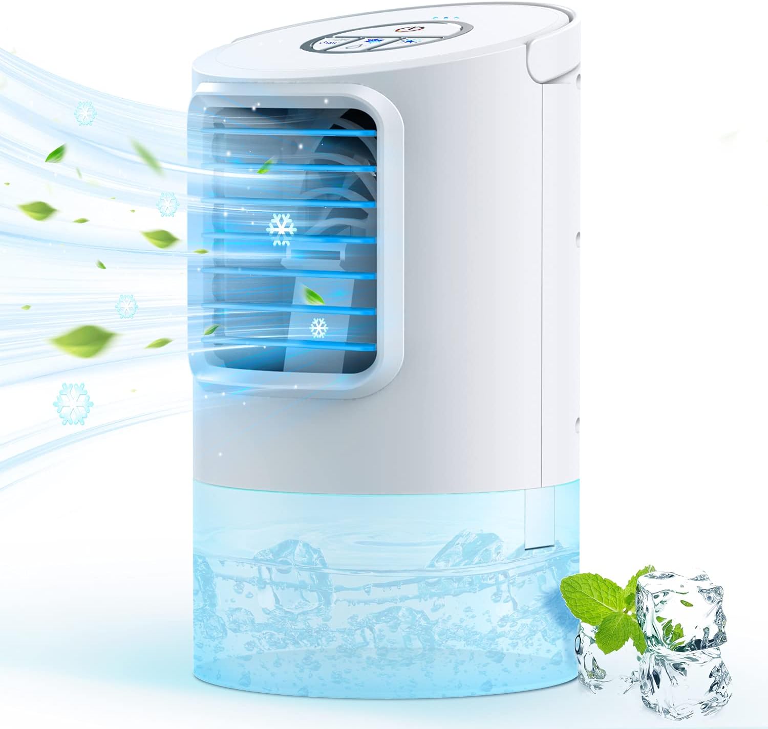 Portable Air Conditioner Fan, GREATSSLY Personal Evaporative Air Cooler Small Room Air Conditioner Portable with 3 Fan Speeds, 7 Color LED Night Light, Humidifiers Function for Bedroom, Home, Office
