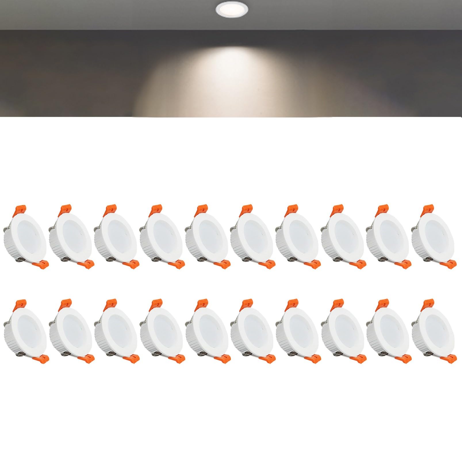 TTiiLoe 3W Round LED Recessed Ceiling Spotlights, 4000K Neutral White Ultra Slim Panel Ceiling Light, Cut Φ50-55mm, AC110-240V Downlights for Hallway Stairwell Showroom, 20 Pack