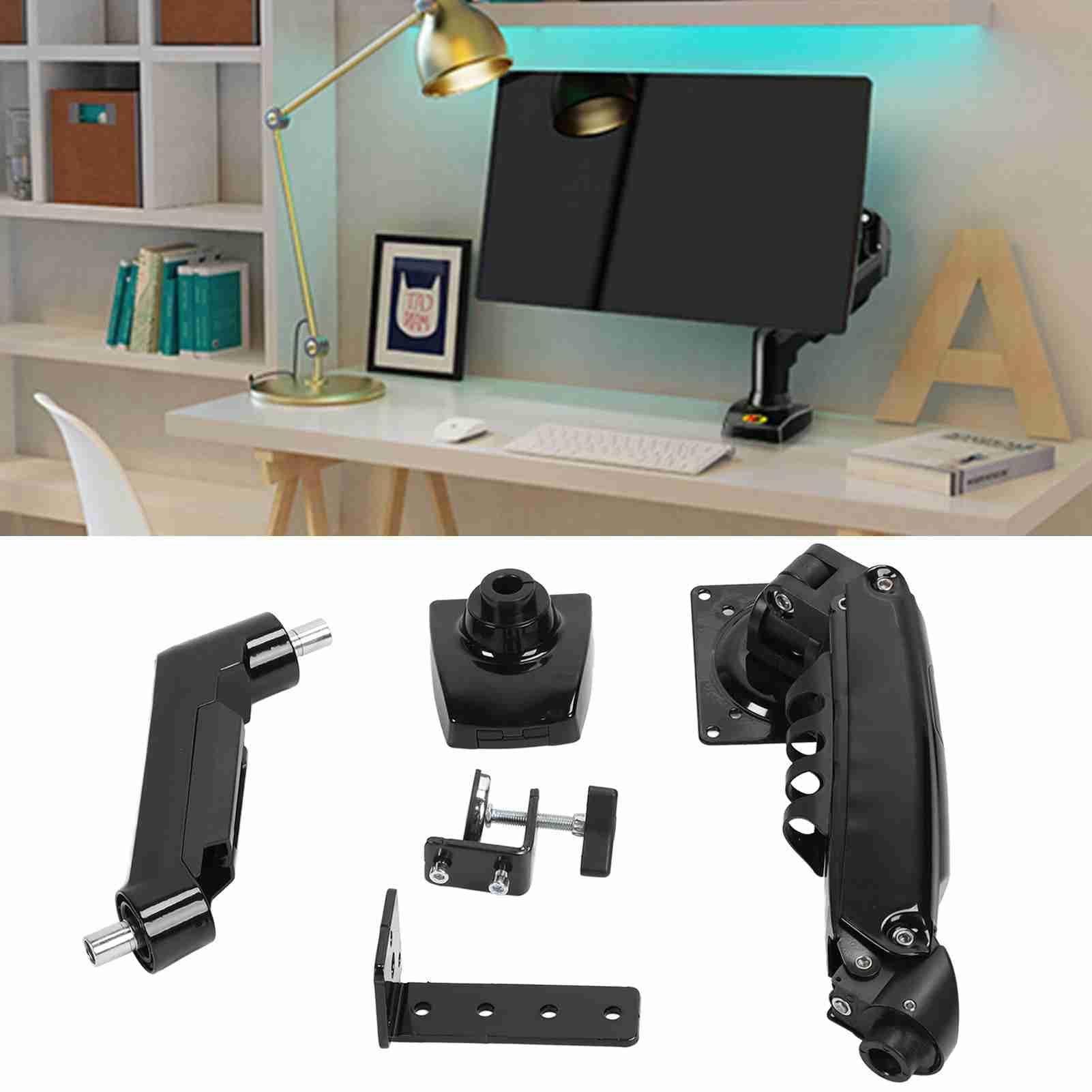 Supporto per Monitor Singolo, Supporto da Scrivania Regolabile per Monitor per Monitor da 17 a 30 Pollici, con Clip, Supporto da Scrivania per Monitor per Impieghi Gravosi, Può
