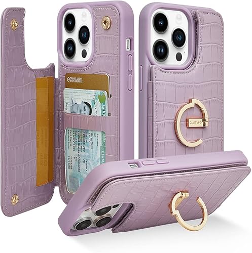 CUSTYPE - Funda protectora de piel sintética para iPhone 13 Pro con tarjetero y ranuras para tarjetas, para mujeres y hombres, diseñada para iPhone