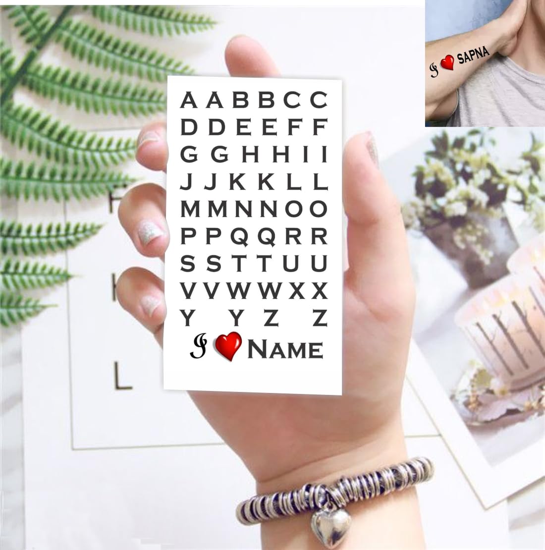 Temporary Tattoowala A To Z Name TemporarayTattoo Stickers For Male And Female Fake Tattoo Waterproof body Art-picture-37