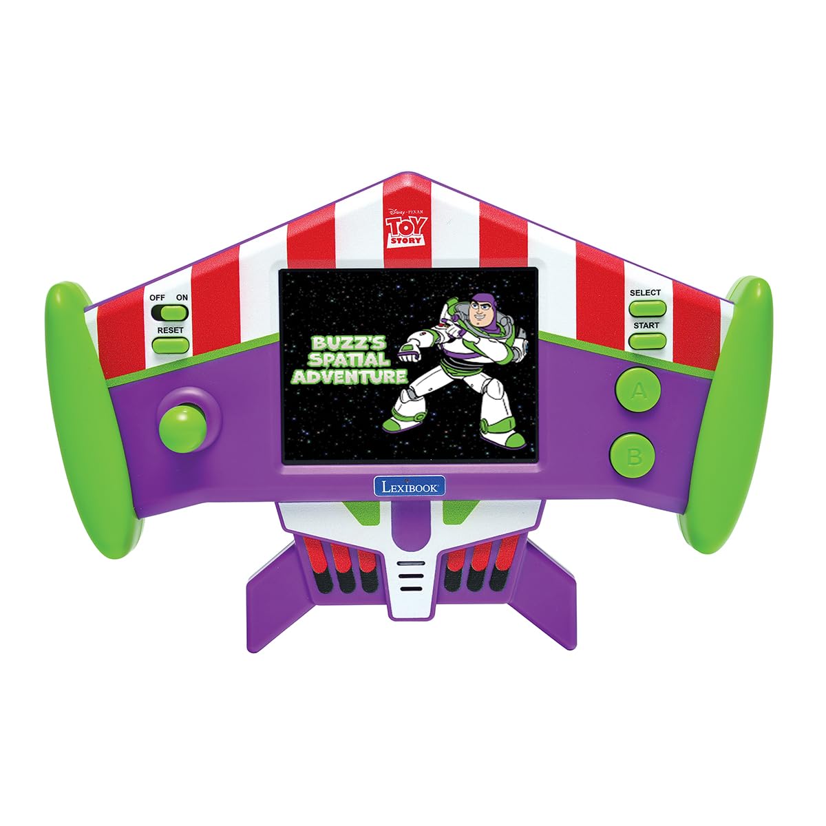Lexibook, Disney Toy Story, Przenośna konsola Cyber Arcade Motion®, 50 gier, w tym 10 z Toy Story, Sterowanie, Kolorowy ekran LCD 2,8 cala, Regulacja dźwięku i jasności, Fioletowo-zielona, JL3180TS