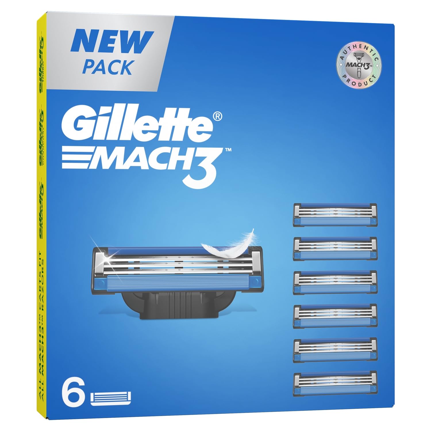 Gillette Men Mach 3 Shaving Blades- Pack of 6 (Cartridges).
