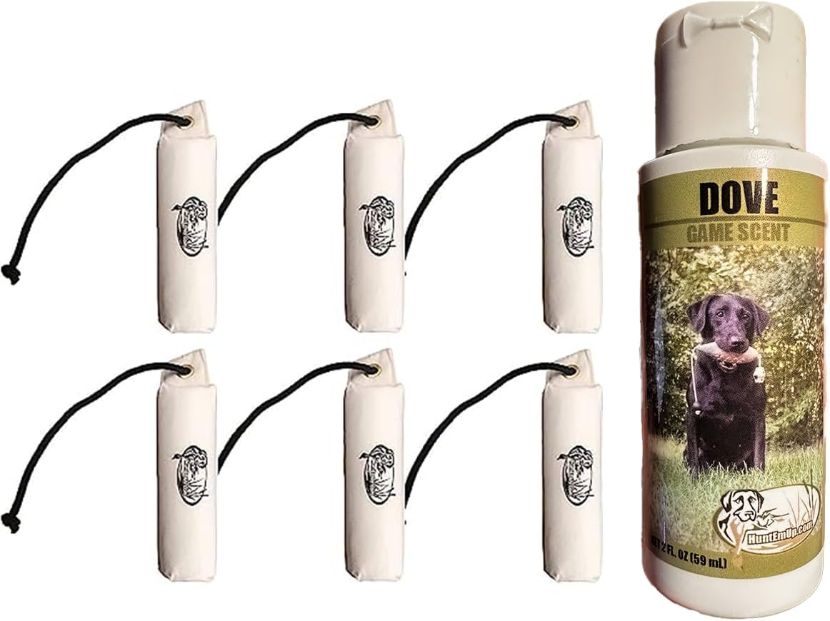 Ultimate Dove Dog Training Scent - with 3" White Canvas Bumpers (Qty:6)