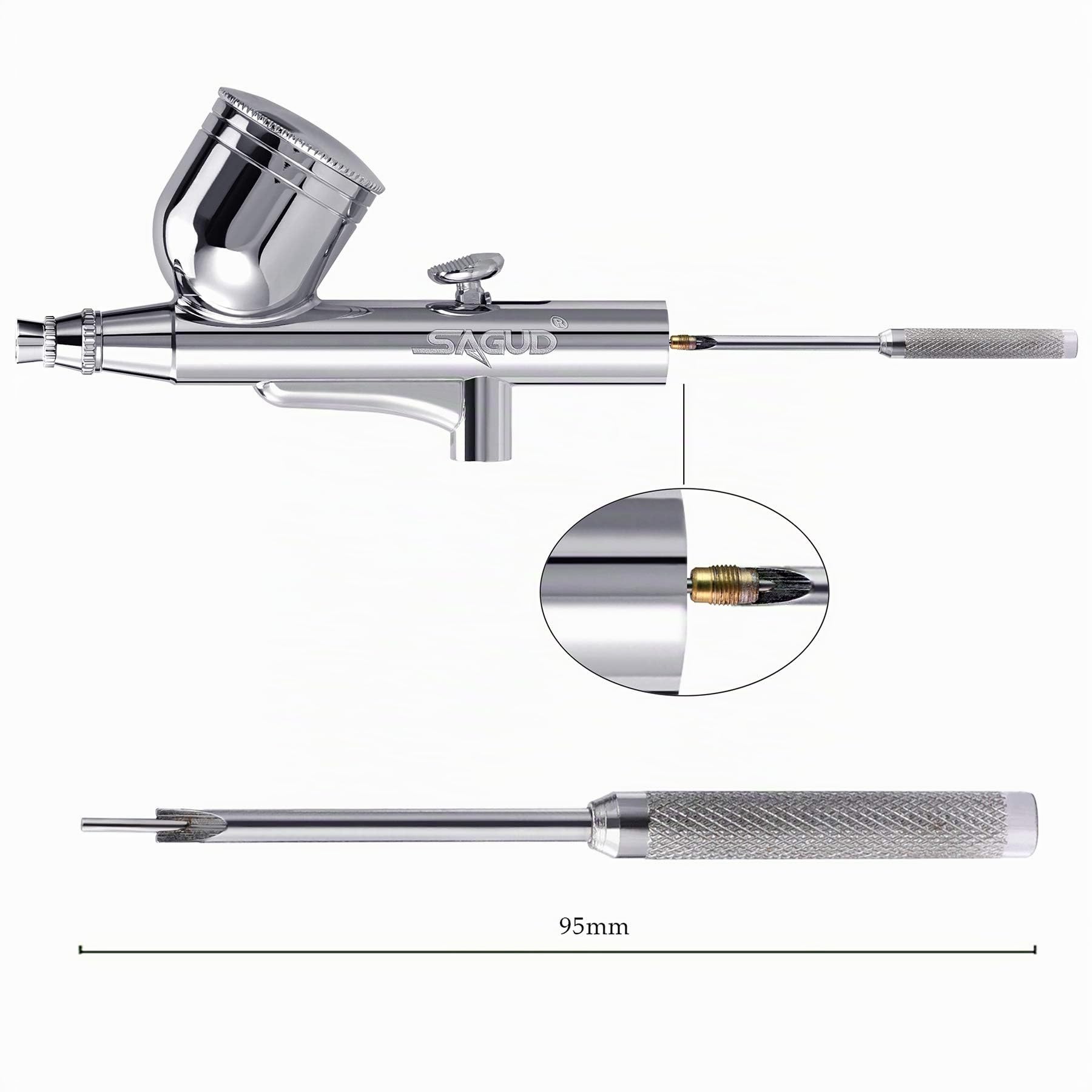 Kit de Limpieza de aerografo con cepillos de Limpieza, Agujas de Cepillo de Lavado, aerógrafo, Recipiente de Limpieza de Vidrio y Soporte
