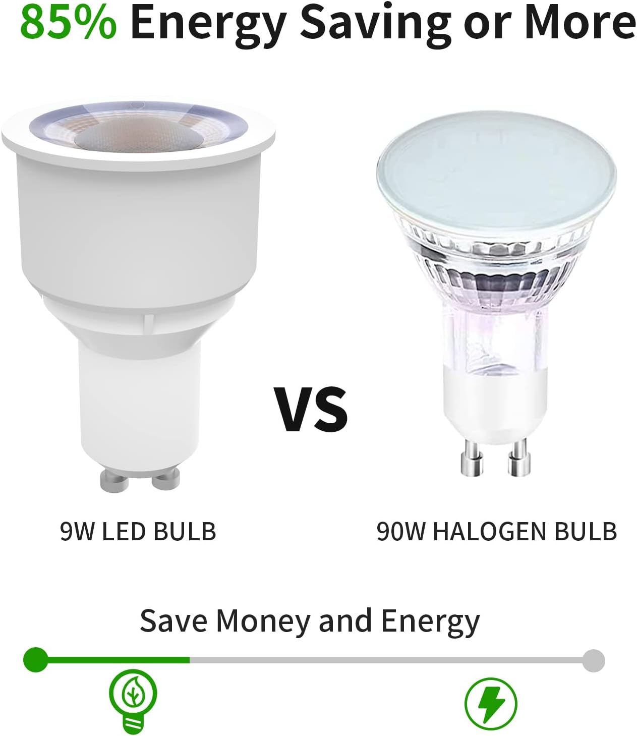 Luxvista GU10 LED Spotlight Bulbs - Non-Dimmable 9W GU10 Long Neck Light Bulbs (80W Halogen Equivalent) Warm White 3000K, 9 Watt 8-Pack - Image 4