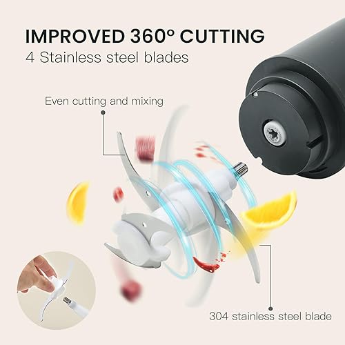 Miniatura 4 de Olayks - Procesador eléctrico de alimentos, pequeño picador eléctrico de alimentos para bebés, verduras, carne, frutas, frutos secos, picadora de