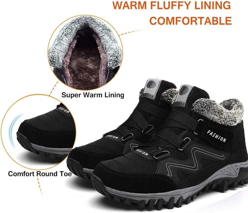 TBBY Women's winter thermal villi leather platform fashion high top boots Outdoor Walking Shoes Non-Slip hiking shoes
